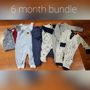 6 month bundle of long sleeve play suits and vest
